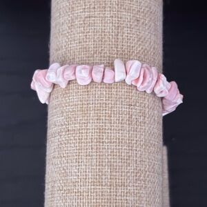 Handcrafted natural pink opal chip beaded bracelet